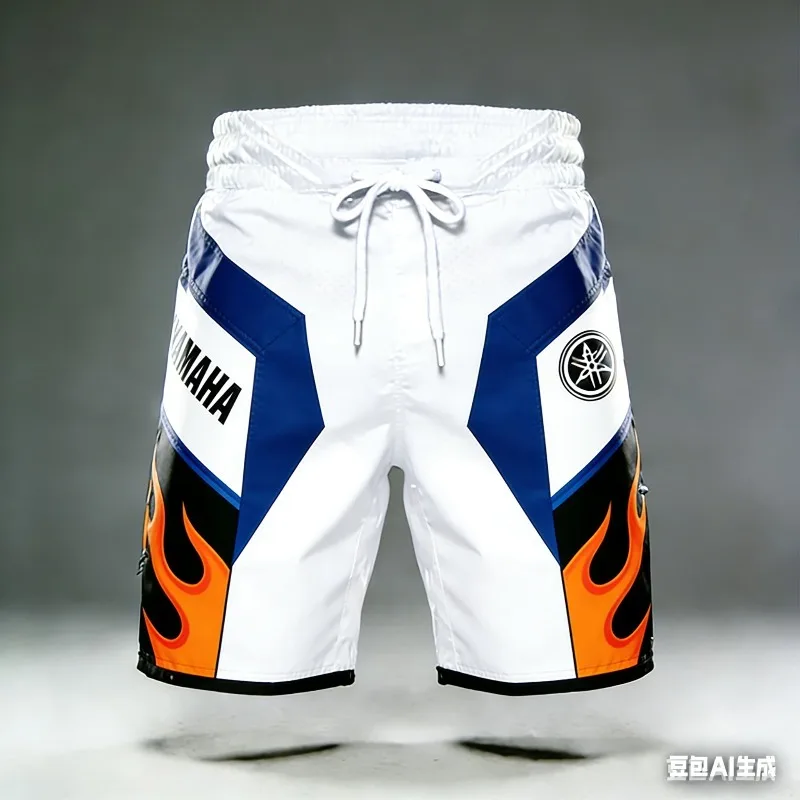 2026 Summer New Yamaha White Fashion Sports Outdoor Fitness Shorts, Men Women Large Casual Motorcycle Riding Shorts