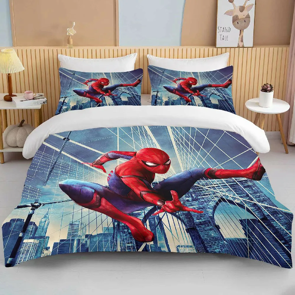 

10 Sizes Marvel Spider Man Printed Bedding Set Cartoon Anime Duvet Cover Comforter Pillowcase Boys Girls Kids Adults King Gift
