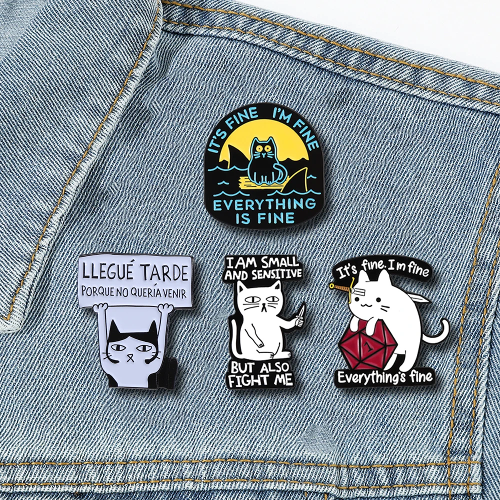 Llegue Tarde Porque No Queria Venir Enamel Pins Custom Brooches Lapel Badges Cartoon Animal Jewelry Gift for Kids Friends