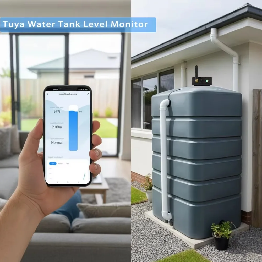 Water Level Sensor WiFi, 10‑300cm Measuring Range, Smart Water Level Alarm Detector