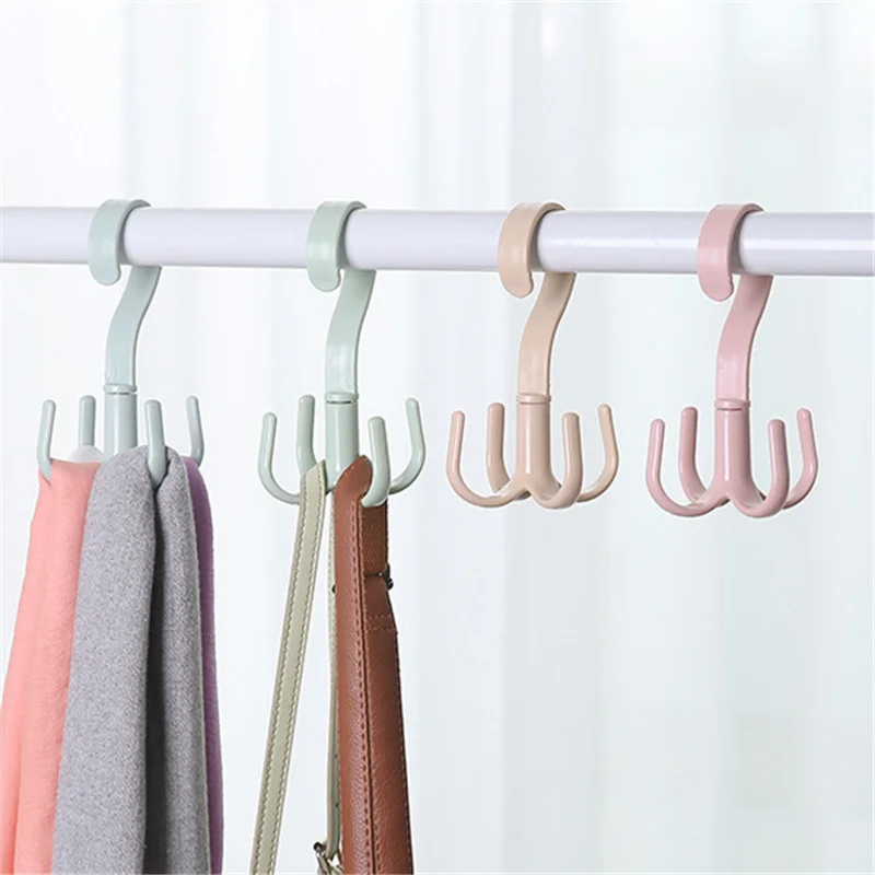 

Magic Four-Claw Hangers Hook Multi-Functional Bag Hat Scarf Dormitory Storage Hangers Rotatable Hanging Storage Hooks