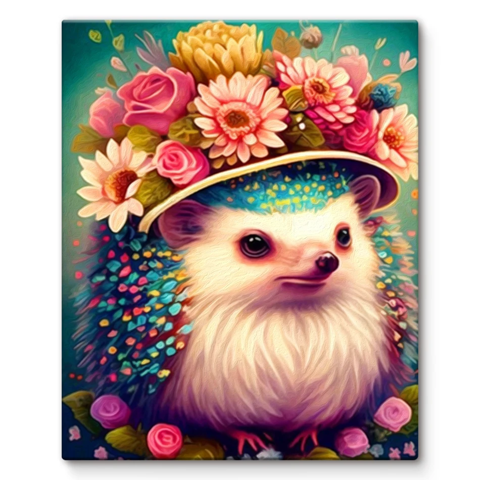 

SDOYUNO Paint By Numbers Cartoon animal hedgehog cute Paintings On Number Decorative Digital Watercolor Adult Coloring Wall Art