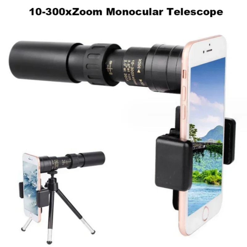 10-300X Zoom Powerful Binoculars Long Range Professional Monocular Telescope HD High Quality BAK4-Prisms Portable for Camping