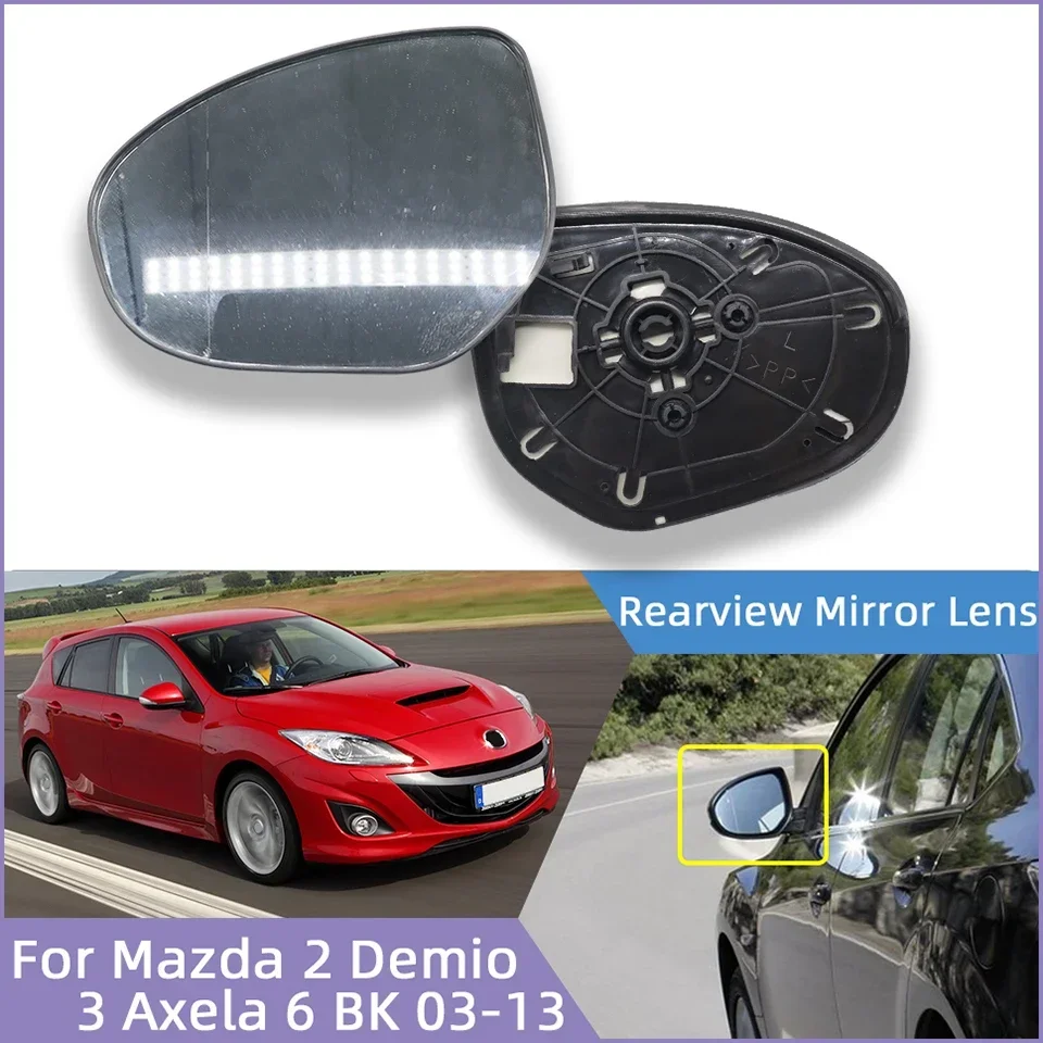 

With Heated Function Left Right Side Rearview Lens For Mazda 2 Demio 3 Axela 2009 2010 2011 2012 2013 Mazda 6 BK 2003-2009