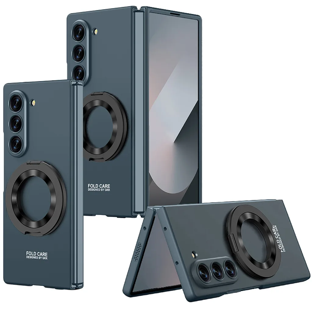 

Ультратонкий матовый жесткий чехол для Samsung Galaxy Z Fold 7 Fold7, магнитный вращающийся держатель-подставка, встроенная защитная пленка для экрана, полное покрытие
