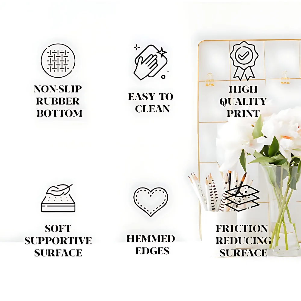 Large oval black and white floral pattern, with rubber backing, suitable for home offices, desk decorations, etc tapis de souris