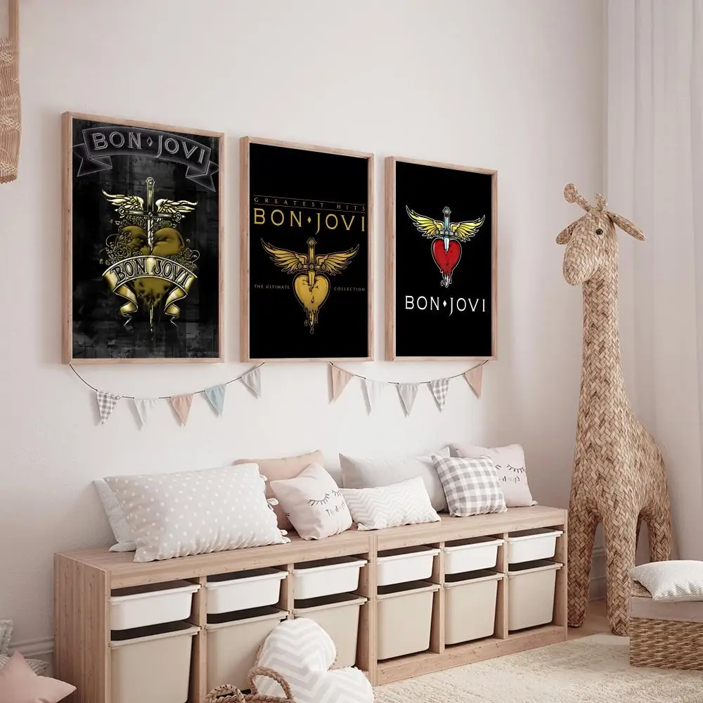 روك باند B-BON J-JOVIS ملصق HD ملصق فني للمنزل بار مقهى ديكور لتقوم بها بنفسك طباعة خمر لمكتب المنزل على الحائط