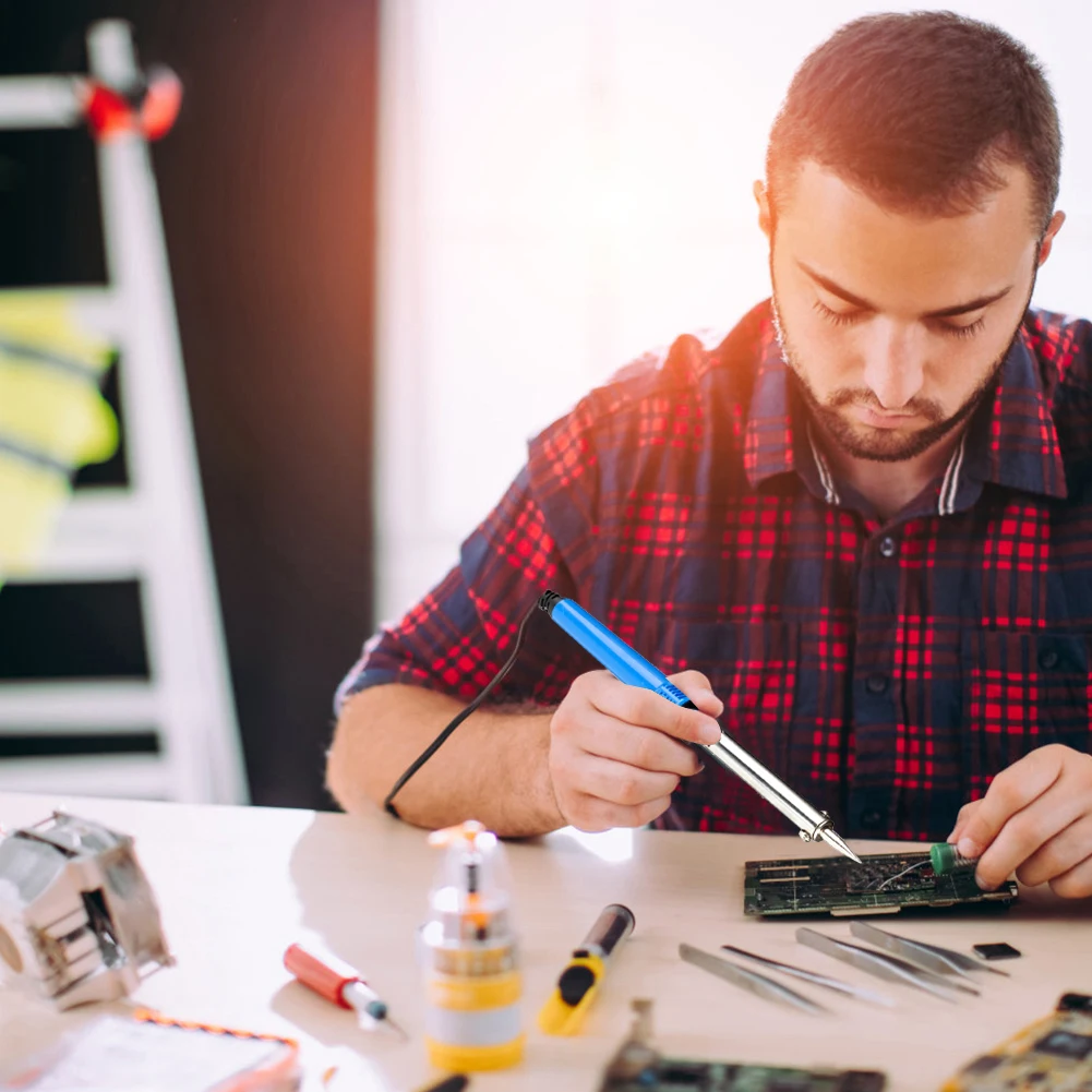 Perangkat besi solder elektrik colokan UE genggam pompa solder logam pena pengisap pemanas las suhu dapat disesuaikan