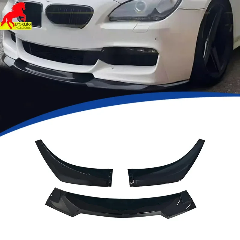 Suitable for BMW 12-18 6 Series 4-door F06 Front Bumper Lip Shovel Diffuser 3-section PP Material Glossy Black Car Accessories