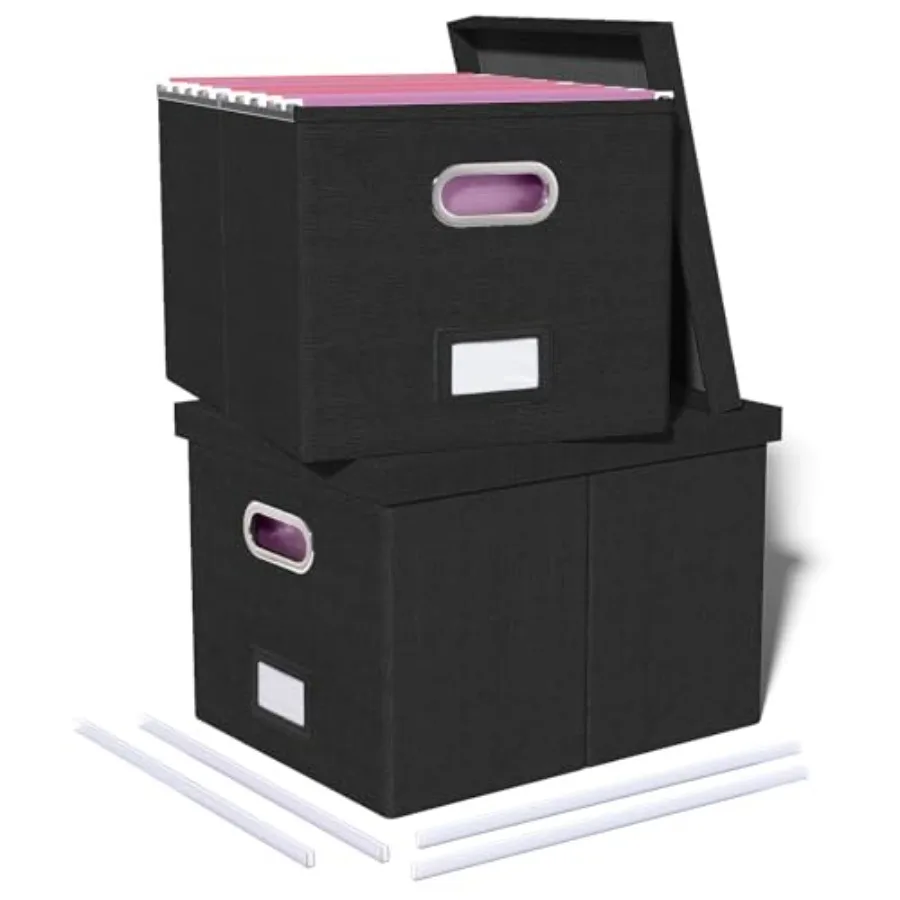 

File Storage Organizer, Filing Box, Portable File Box with Lid, Fit for Letter/Legal File Folder Storage, Document Organizer