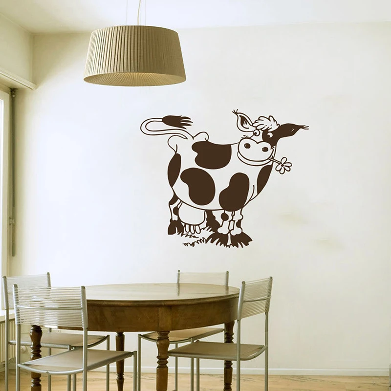 Cow Milk Animal Fun Pet Pets Wall Sticker Vinyl Home Decor Design For Farming Dairy Farm Girl Boy Room Kitchen Decals Mural A854