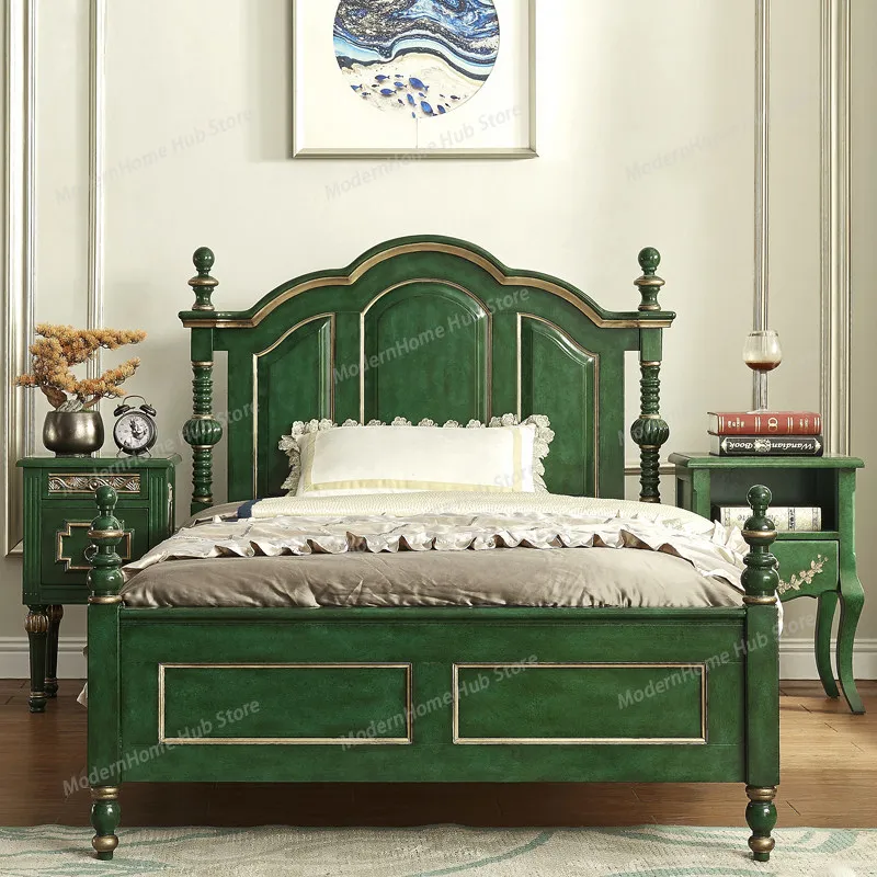 Nordic Designs House Bed Headboard Green Unique Luxury Modern Frames Bed Bedroom Room Wooden Camas Dormitorio Furniture Home