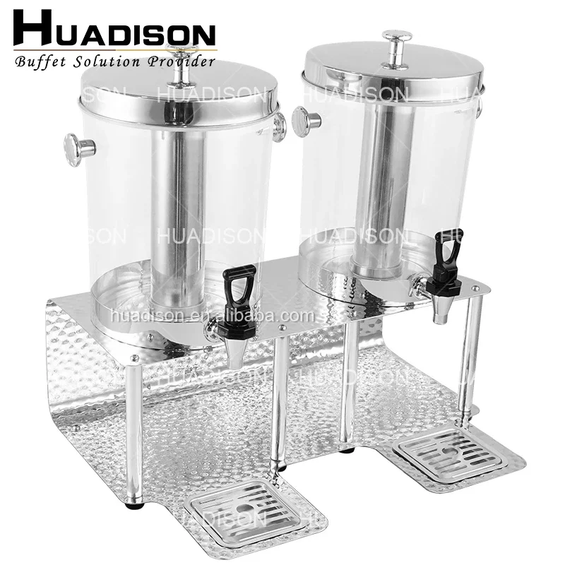 Hotel Equipment Double tank Juice Dispenser Stainless Steel Silver Juice Dispenser Machine for Hotel Buffet