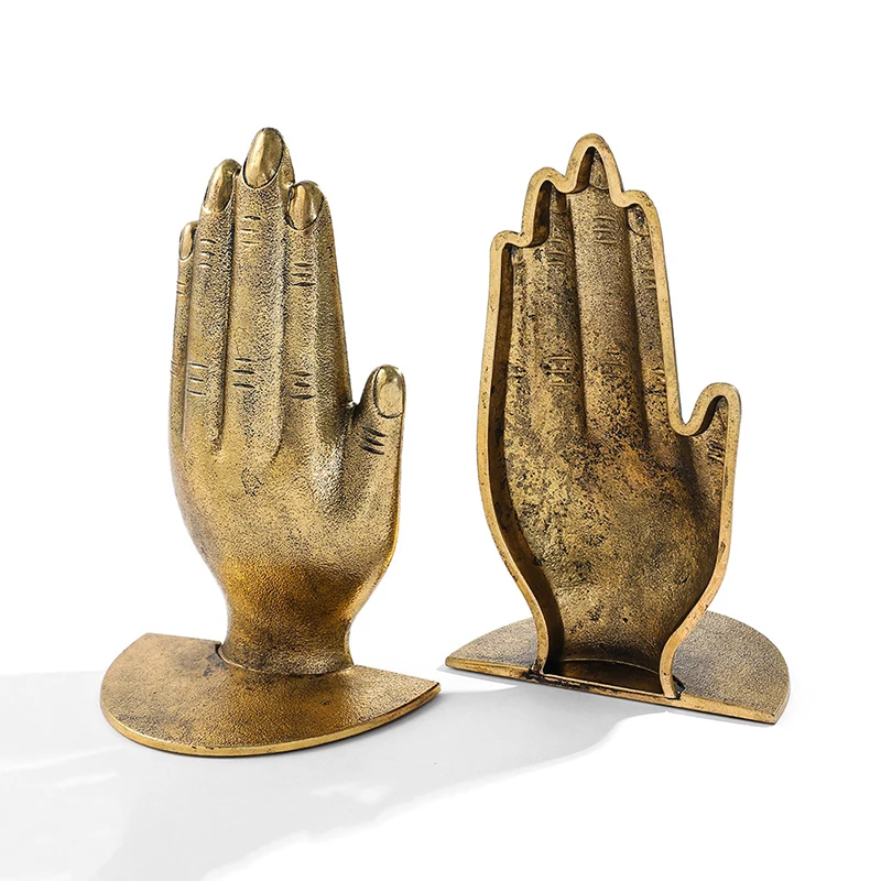 Praying Hands Book Ends for Woman Man Gift Collection Home Iron Bookends Office Desktop for Book Lovers Office Supplier