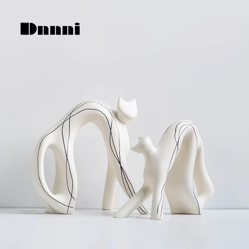 Faceless Cat Ornament Resin Home Modern Simple Living Room Study Bedroom Entrance Soft Decoration Creativity