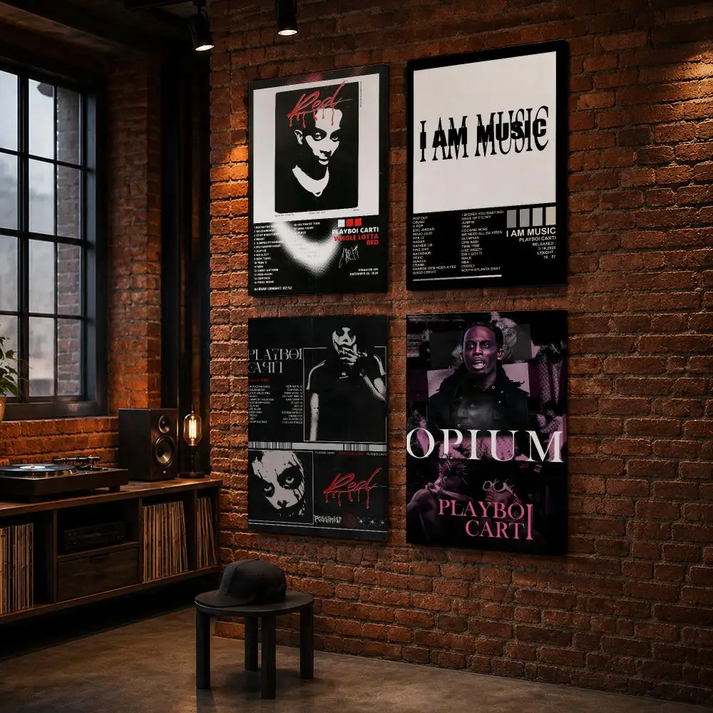 O-Opium Rap P-Playboi Carti Framed Wall Painting Wood Framed Wall Art Print For Bedroom Living Room Hallway Office Home Decor