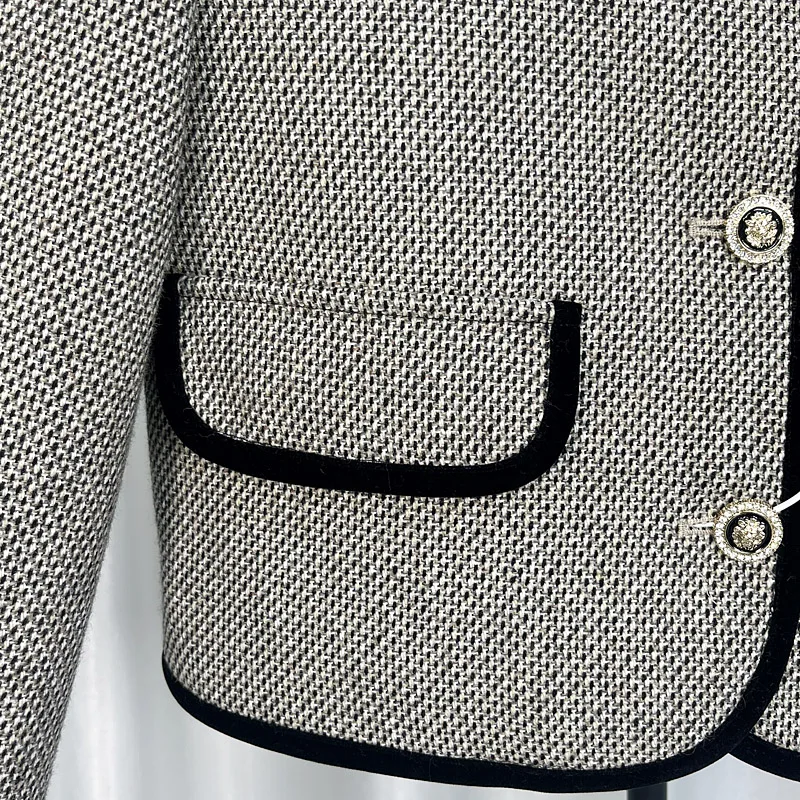 2025 nuevo estilo de moda, elegante y cómodo cuello de solapa celebridad diseño de temperamento de alta gama chaqueta de tweed casual