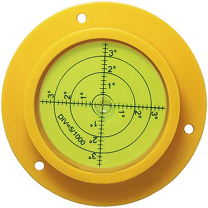 Nível de bolha redondo, nível de espírito circular de alta precisão 90x17mm com 3 furos de montagem, ferramenta de instrumento de medição