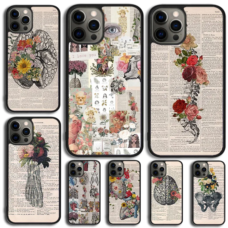 Medical Human Organs Brain Kidney Art Phone Case Cover For iPhone 15 16 14 XR XS 11 12 13 Mini Pro MAX Plus