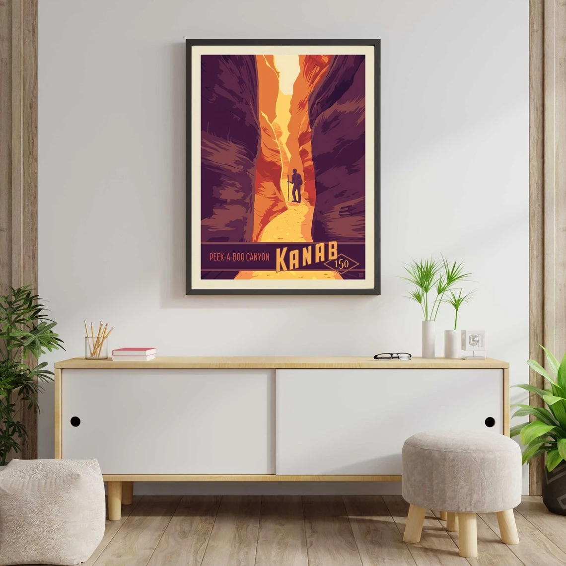 ملصق كين كاونتي يوتا، طباعة سفر بيكابو كانيون، هدايا المشي لمسافات طويلة لمحبي السفر، فن جداري مؤطر عتيق، ديكور منزلي