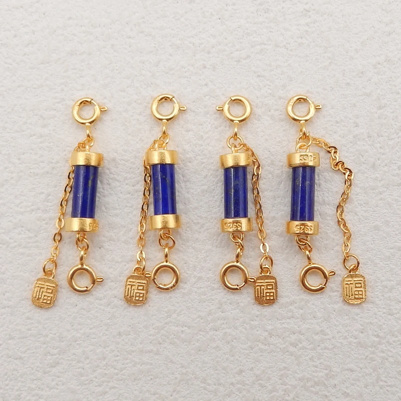 1Pair Silver Gold Plated Natural High Quality Lapis Lazuli Gemstone Earring Beads, Jewelry DIY Making Accessories