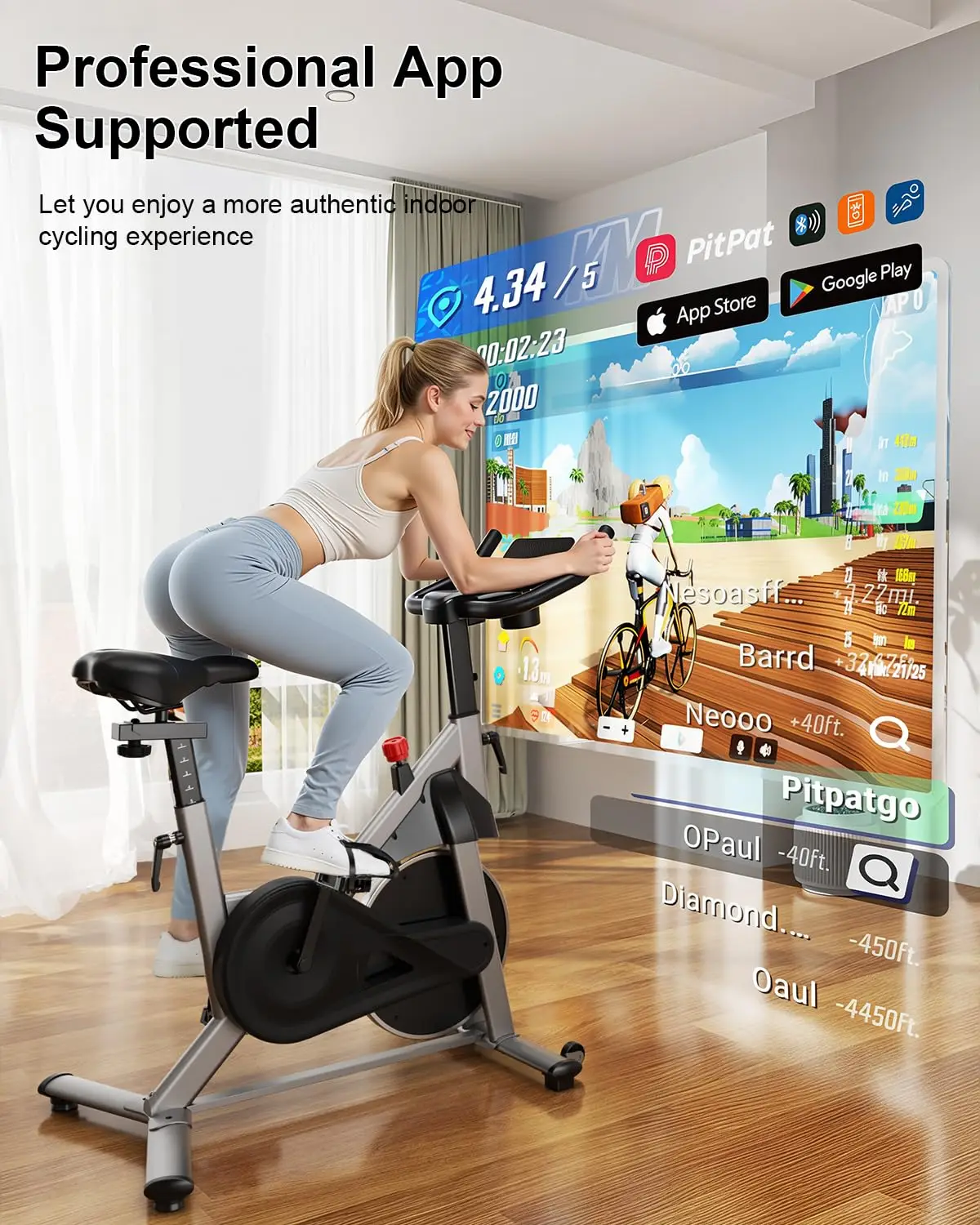 Magnetic Exercise Bike, Stationary Bike for Home, 32-Level Resistance Indoor Cycling with 300 lb Weight Capacity, Low