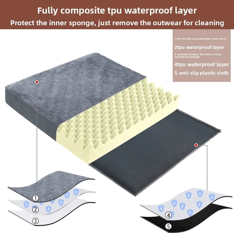 Leather label plush dog mat, suitable for all seasons, removable and washable pet bed, non-slip, bite-resistant ,scratch cat
