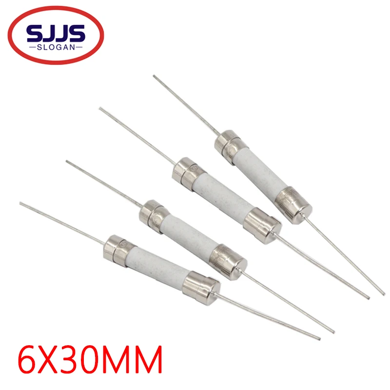【10-5PCS】 6X30MM Ceramic Fuse With Pin 8A 10A 15A 20A 25A 30A 250V 6*30MM Pin Blow Fuse With legs