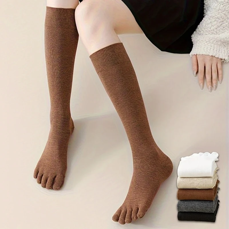 Women's 5-Toe Design Over-the-knee Socks Breathable Comfortable High Quality Anti-Odor Toe Separation Long Leg Socks