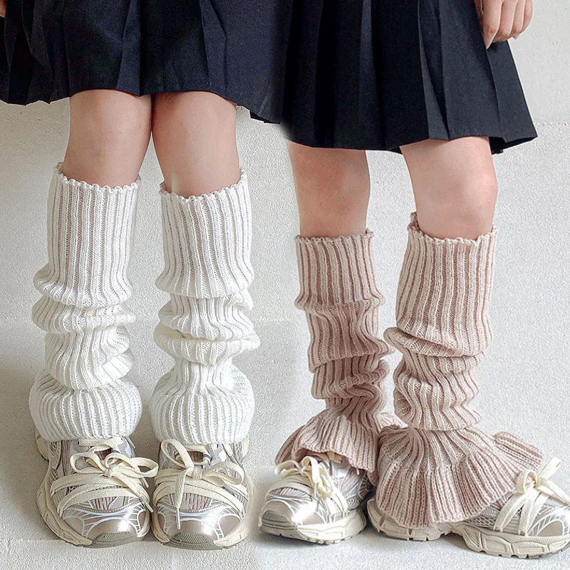 

Kid Leg Warmer Knitted Thick Strip Long Leg Socks Warm Cover for Girl JK Japanese Korean Lolita Style Cute Sweet Pile Pile Socks