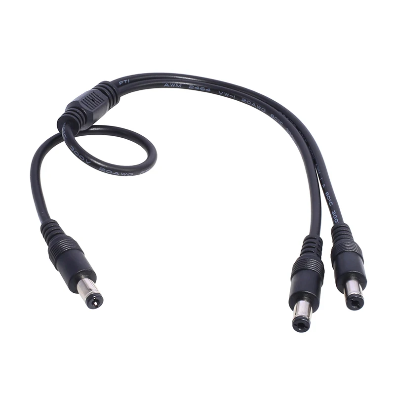 Neue 1 Stecker Auf 2 Stecker 5,5mm * 2,1mm Stecker Auf Stecker DC Power Splitter Kabel CCTV LED Streifen Licht Netzteil Adapter