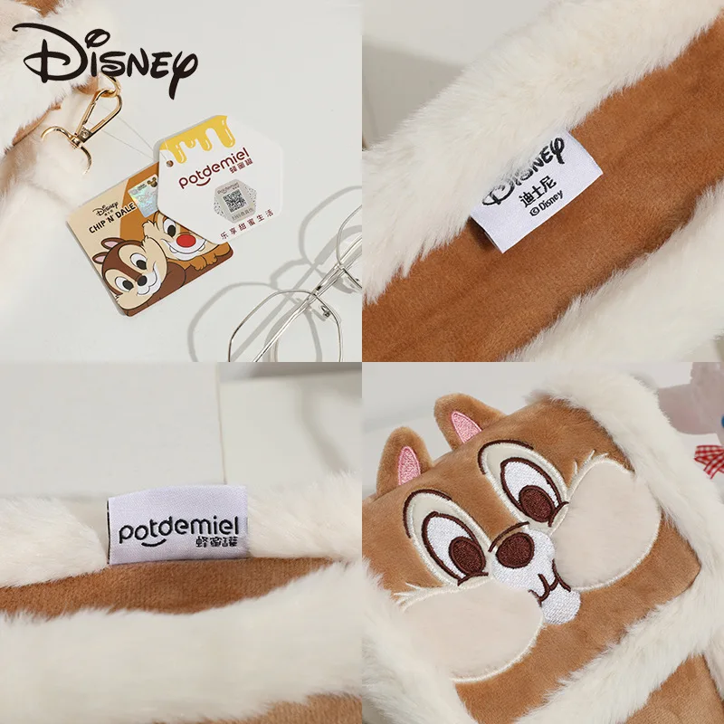 Disney 2024 New Girls' Plush Bag Fashion High Quality Women's Crossbody Bag Cartoon Casual Small Women's Mobile Phone Bag