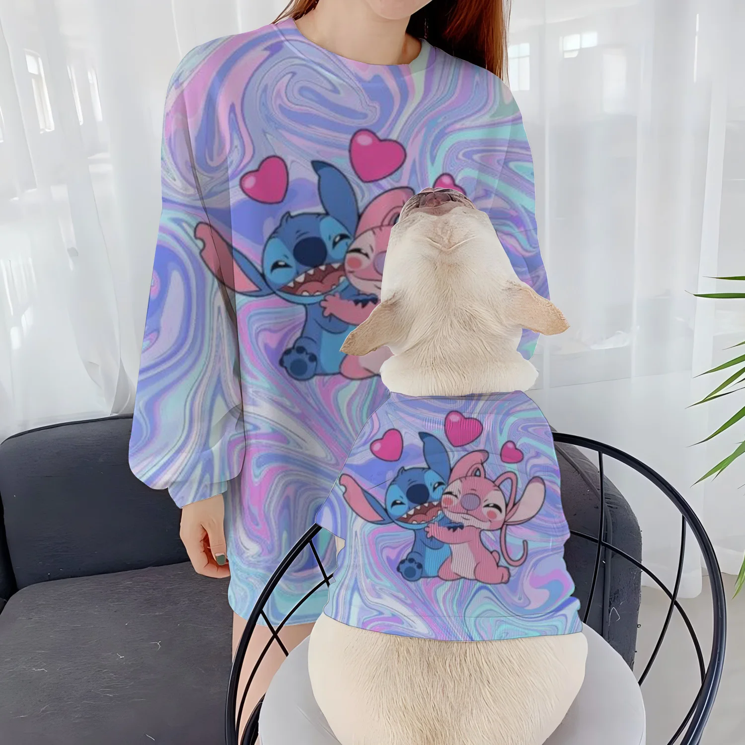 Pet Clothing Women's Casual Sweatshirts Mickey Stitch Parent-Child Clothes Long Sleeve Dog Autumn Winter Puppy Round Neck Disney