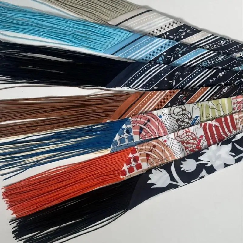 130x5cm Quasten-Haarschleier im europäischen Frühlingsstil: Neuer Cashew-Nuss-Muster-Damen-Dekorativer Seidenschal, Haarband, Taschenband, Kleines Schalband