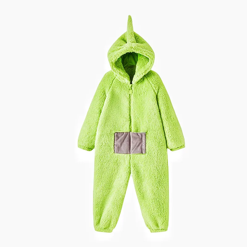 Laa Po Dipsy Tinky Winky Onesies Pijamas para crianças, grosso Coral Velvet Loungewear, Homewear Macacão para famílias, Pijama dos desenhos animados