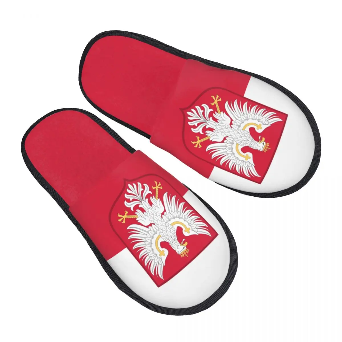 Custom Kingdom Of Poland Flag House Slippers Women Cozy Memory Foam Slip On Hotel Slipper Shoes