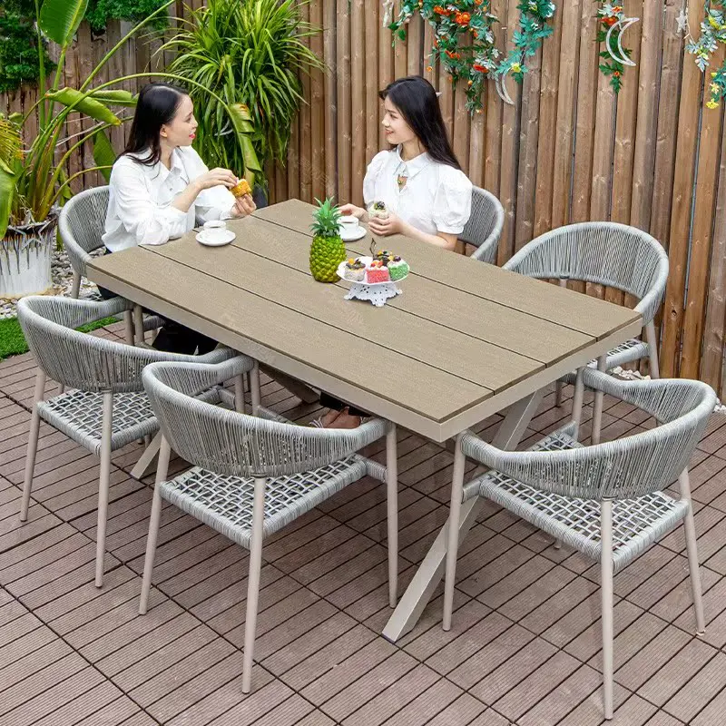 

Balcony Casual rattan chair Nordic outdoor home single dining chair Simple modern back chair Aluminum alloy