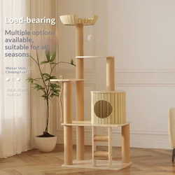 Árbol para gatos de ratán: torre de escalada con cama y plataforma