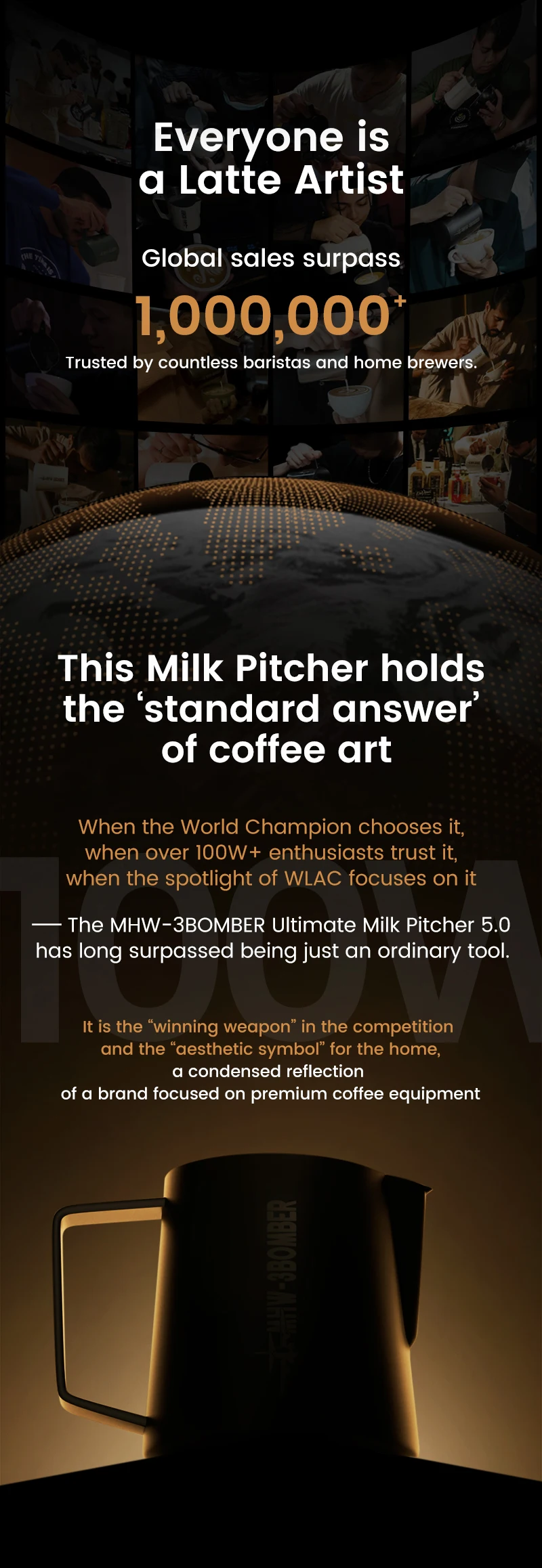 MHW 3BOMBER 400/700 ml Milchaufschäumkrug Dampfgarer Tasse Große Kapazität Milchschaumkrug Milchdampfende Latte Werkzeuge Kaffeezubehör – Detail 2