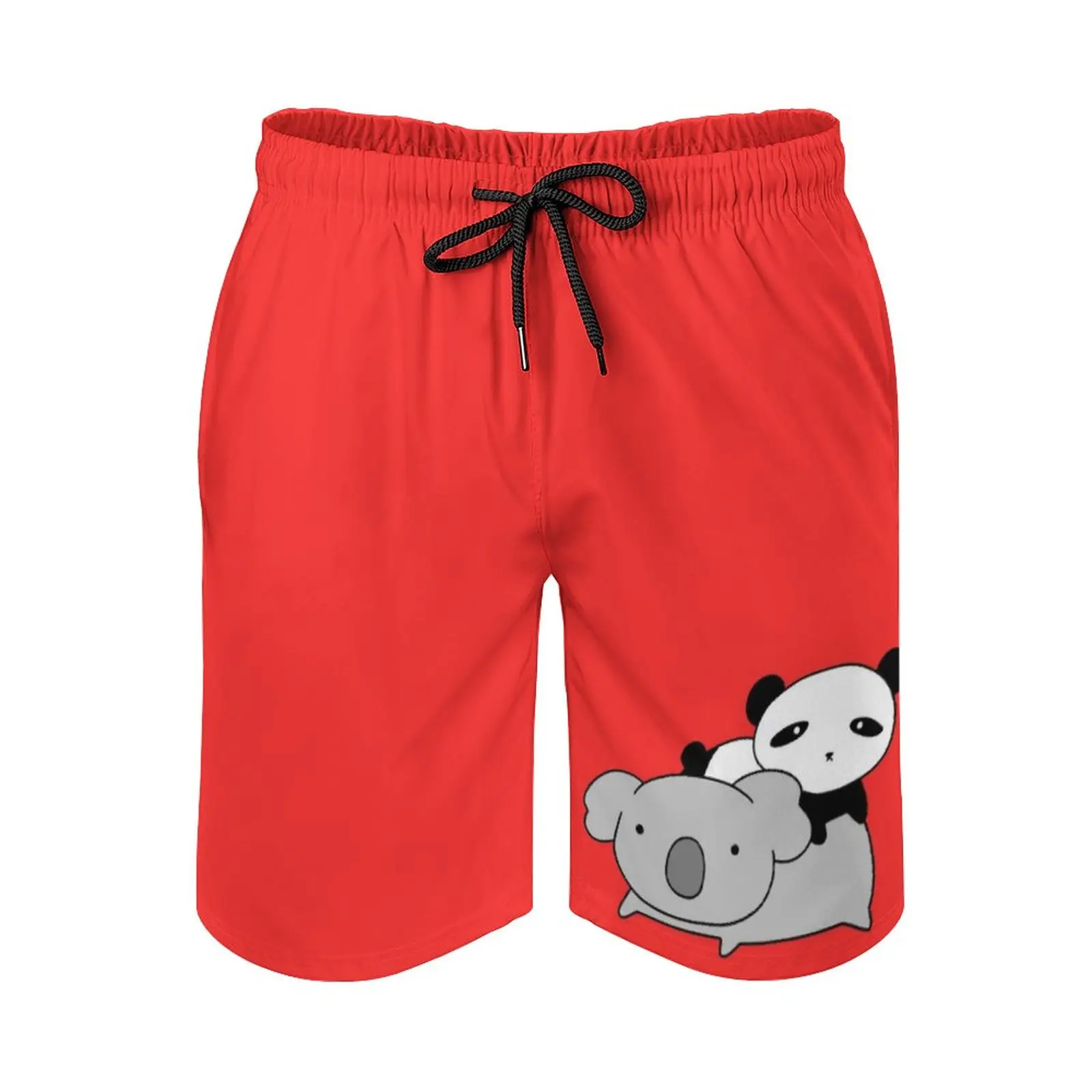 Koala And Little Panda Men's Beach Shorts 3D Printing Loose Surf Board Shorts Beachwear Koala Koala Zoo Animals Panda Pandas