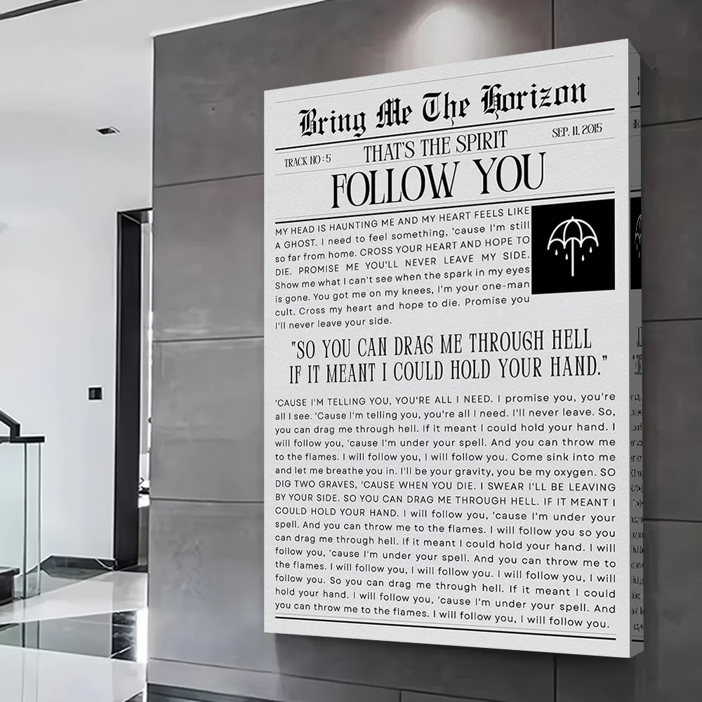 Bring Me The Horizon Follow You Poster Customizable Printed Canvas Painting for Pictures Wall Art Home Decorations Wand Deko