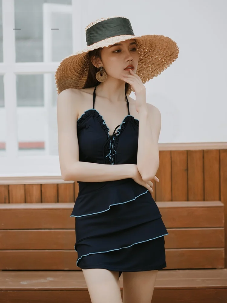 

Rolekar Conservative Bikini High Elastic V-Neck Women's One-Piece Swimsuit Thermal Spring Soaking High End Feeling 2026 New S...