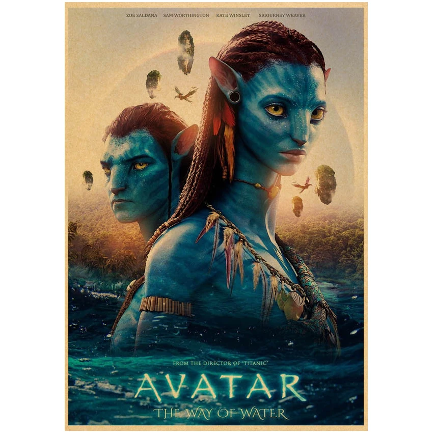 AVATAR 2 The Way of Water Printed Wall  Posters Vintage Kraft Paper  Living Room Home Wall  Art Painting