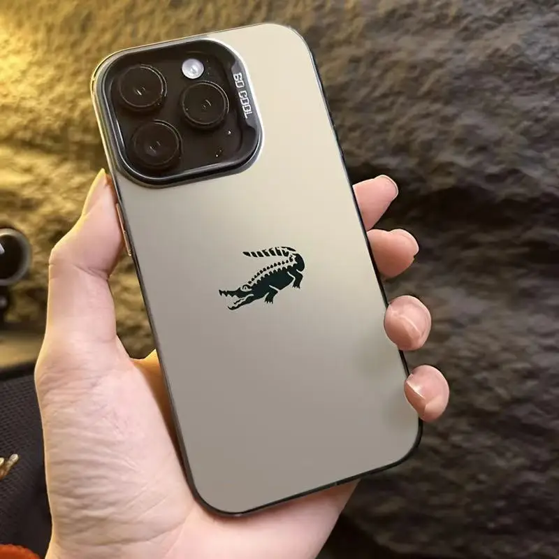 

Simple little crocodile phone case for iPhone 16 15 14 13 12 11 Pro/ Max/Plus shock-proof rear cover anti-fingerprint
