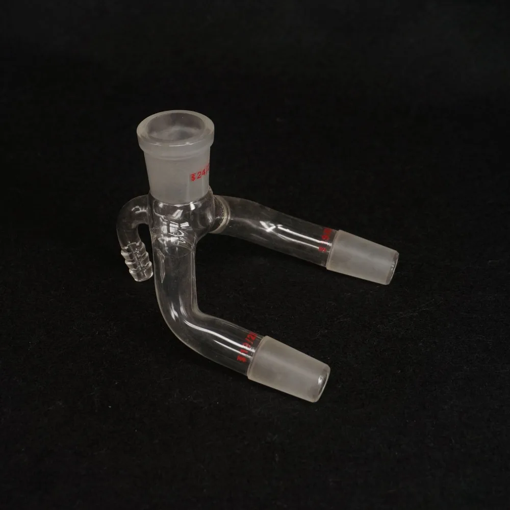 

24/29 x 19/26 Joint 2-Way Lab Glass Vacuum Receiver Adapter Science Glassware