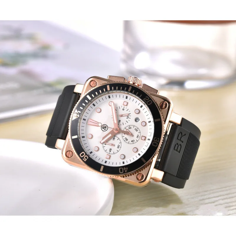 2025 Reloj de negocios de lujo para hombre Movimiento de cuarzo Acero inoxidable Cristal de zafiro Resistente al agua 100M Correa de caucho Fecha