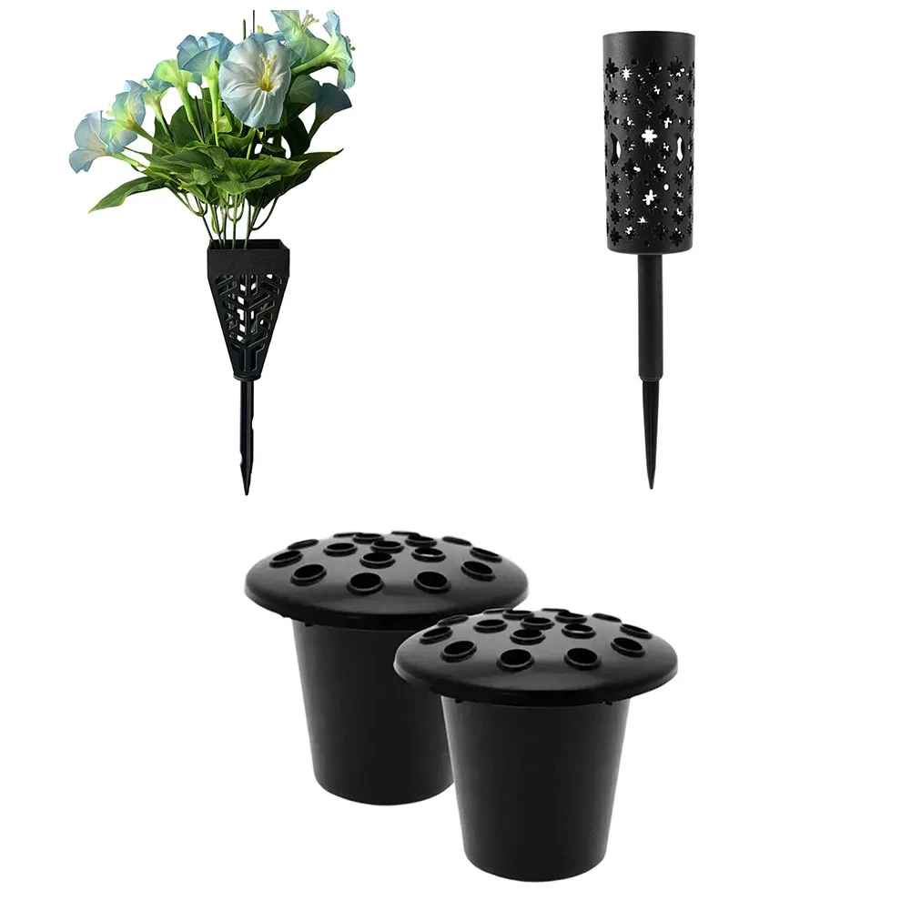 Cemetery Decor Basket Tortillero Garden Spike Vase Cemetery Vase Holder Drainage Hole Design Secure Ground Insertion