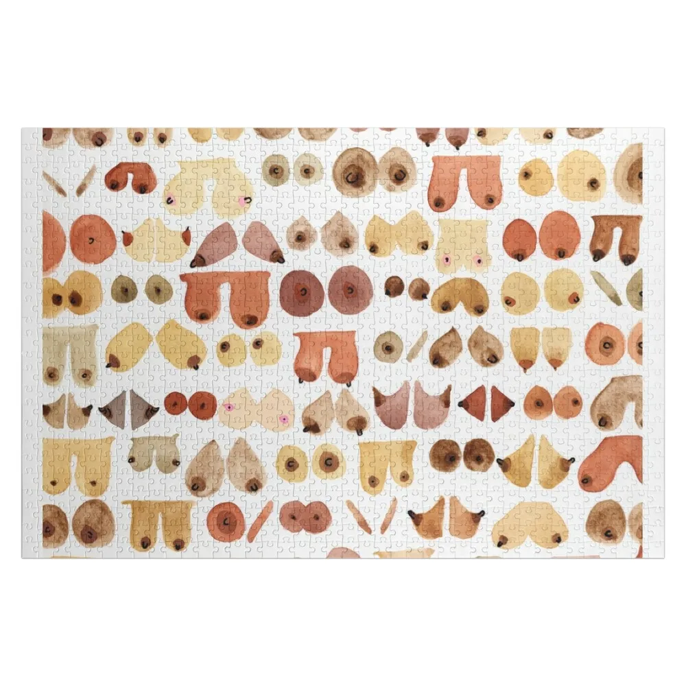 Boob Love Original Breast Watercolor Design Jigsaw Puzzle Custom With Photo Custom Child Custom Customizable Gift Puzzle