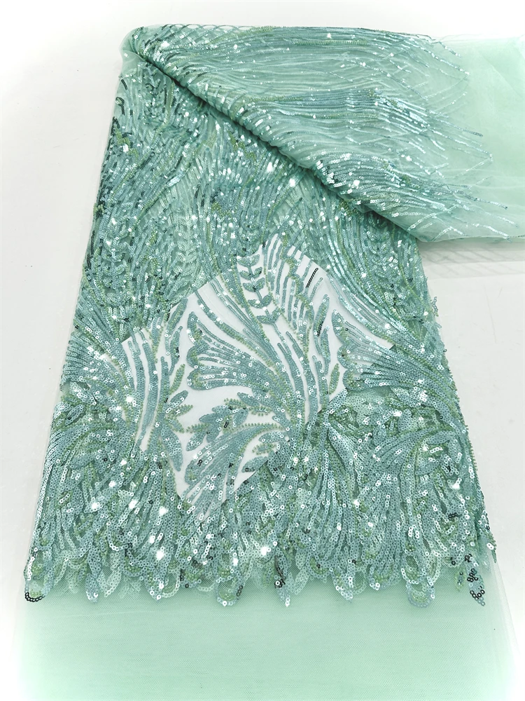 Оптовая продажа, африканская кружевная ткань с бисером, французская свадебная кружевная ткань с блестками, 2025, роскошная нигерийская тюлевая кружевная ткань, материал от кутюр