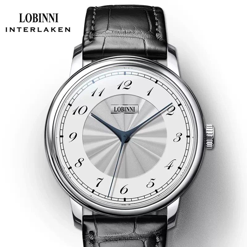LOBINNI New Men's Watch Fishbone Needle Pointer Mechanical Watch Minimalist Business Men Watch Fully Automatic Mechanical Watch